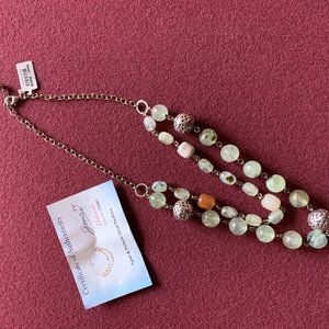 Agate & Prehnite Silver Necklace